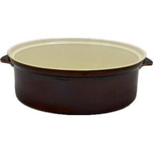 Vtg Villeroy & Boch Oval Casserole Vegetable Dish Brown Rust Glazed Handled 10x7